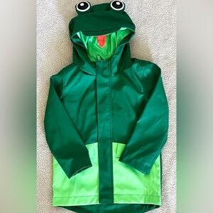 Cat & Jack Frog Toddler Boys 5T Frog Green Rain Coat Jacket Zip LN EUC